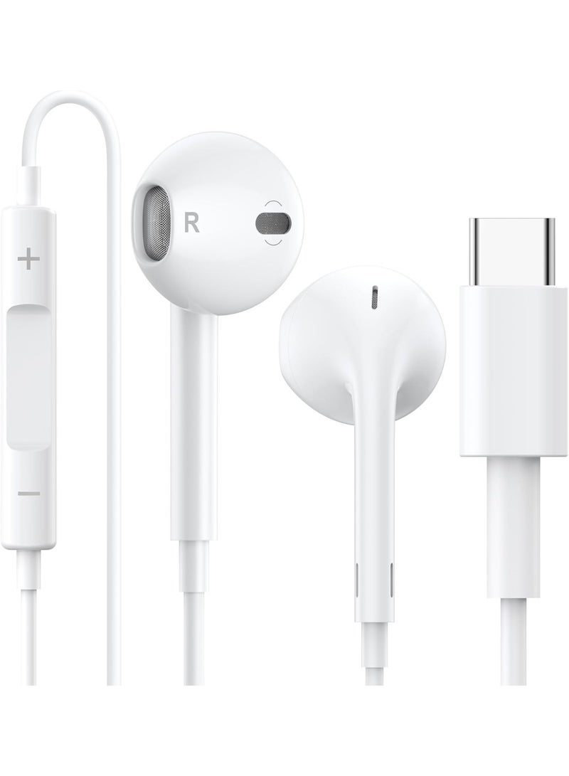 1 عبوة سماعات USB C لهاتف iPhone 17/16/15 Pro Max، سماعات أذن من نوع C مع ميكروفون وتحكم عن بعد، سماعات سلكية مع خاصية إلغاء الضوضاء، متوافقة مع iPad Pro/Air بمقاس 13 بوصة/11 بوصة، Samsung Galaxy S26 Ultra/S25/S24Ultra/S23/S22/S21/S20، Google Pixel 10/10A/10 Pro/9/8/7/7A/6A/6 Pro - Image 1